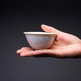 Touan Kiln Flower Crystalline Glaze Sake Cup - Silky White / 京・清水焼 花結晶釉 盃