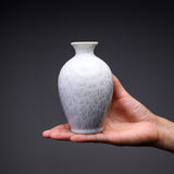 Touan Kiln Flower Crystalline Glaze Sake Jug - Silky White / 京・清水焼 花結晶釉 徳利