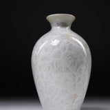 Touan Kiln Flower Crystalline Glaze Sake Jug - Silky White / 京・清水焼 花結晶釉 徳利