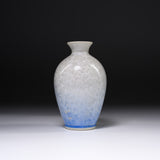 Touan Kiln Flower Crystalline Glaze Sake Jug - Silky Blue / 京・清水焼 花結晶釉 徳利