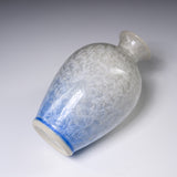 Touan Kiln Flower Crystalline Glaze Sake Jug - Silky Blue / 京・清水焼 花結晶釉 徳利