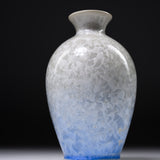 Touan Kiln Flower Crystalline Glaze Sake Jug - Silky Blue / 京・清水焼 花結晶釉 徳利