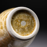 Touan Kiln Flower Crystalline Glaze Sake Jug - Golden Yellow / 京・清水焼 花結晶釉 徳利