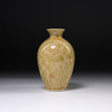 Touan Kiln Flower Crystalline Glaze Sake Jug - Golden Yellow / 京・清水焼 花結晶釉 徳利