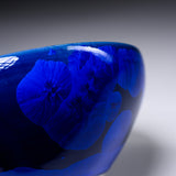 Touan Kiln Flower Crystalline Glaze Matcha Bowl - Navy Blue / 京・清水焼 抹茶碗