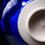 Touan Kiln Flower Crystalline Glaze Matcha Bowl - Navy Blue / 京・清水焼 抹茶碗