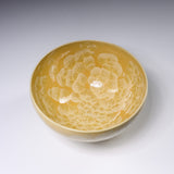 Touan Kiln Flower Crystalline Glaze Matcha Bowl - Golden Yellow / 京・清水焼 花結晶釉 抹茶碗