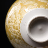 Touan Kiln Flower Crystalline Glaze Matcha Bowl - Golden Yellow / 京・清水焼 花結晶釉 抹茶碗