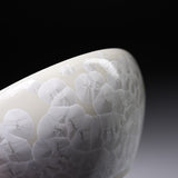 Touan Kiln Flower Crystalline Glaze Matcha Bowl - Silky White / 京・清水焼 抹茶碗