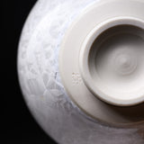 Touan Kiln Flower Crystalline Glaze Matcha Bowl - Silky White / 京・清水焼 抹茶碗