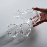 Transparent Cold Pocket Sake Set - 1 Jug With 2 Sake Cups / 冷酒用 酒器セット