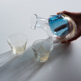 Aqua Gold Cold Pocket Sake Set - 1 Jug With 2 Sake Cups / 冷酒用 酒器セット