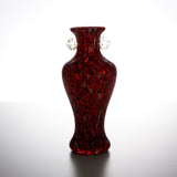 Tsugaru Vidro Free-blown Flower Vase - Crimson Autumn Mountains of Kuroishi / 黒石の紅葉山