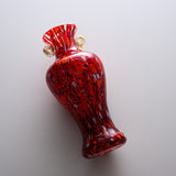 Tsugaru Vidro Free-blown Flower Vase - Crimson Autumn Mountains of Kuroishi / 黒石の紅葉山