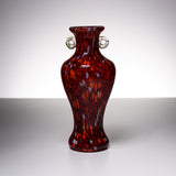 Tsugaru Vidro Free-blown Flower Vase - Crimson Autumn Mountains of Kuroishi / 黒石の紅葉山
