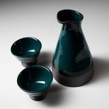 Mino ware Pottery Sake Set - Deep Sea Green / やまい伊藤 酒器セット