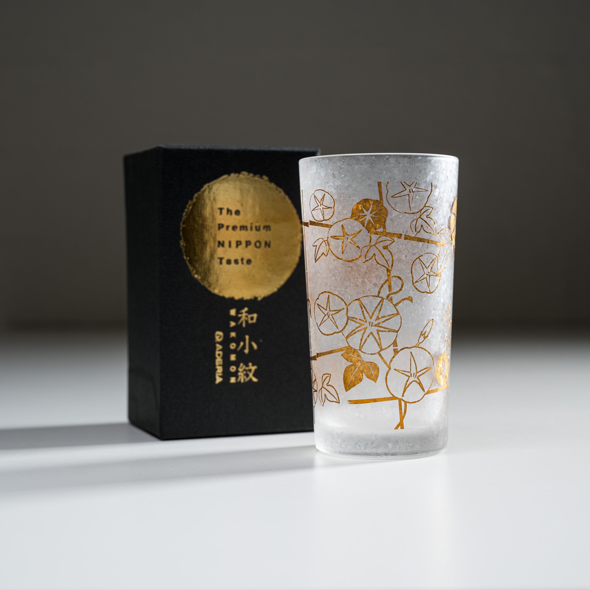 Premium Wakomon Shot Sake Glass - Morning Glory / 和小紋グラス 朝顔