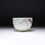 Kyo Kiyomizu Ware Matcha Bowl - Sakura with Sparrow / 京・清水焼 抹茶碗