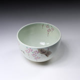Kyo Kiyomizu Ware Matcha Bowl - Sakura with Sparrow / 京・清水焼 抹茶碗