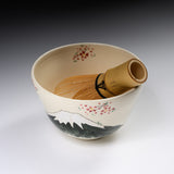 Kyo Kiyomizu Ware Matcha Bowl - Blue Mt Fuji / 京・清水焼 抹茶碗
