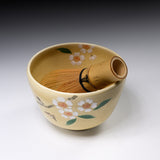 Kyo Kiyomizu Ware Matcha Bowl - Birdsong Blossoms / 京・清水焼 抹茶碗