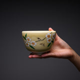 Kyo Kiyomizu Ware Matcha Bowl - Birdsong Blossoms / 京・清水焼 抹茶碗