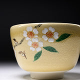 Kyo Kiyomizu Ware Matcha Bowl - Birdsong Blossoms / 京・清水焼 抹茶碗