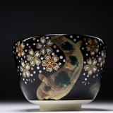 Kyo Kiyomizu Ware Matcha Bowl - Sakura at Night / 京・清水焼 抹茶碗