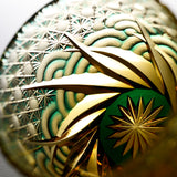 Yamada Glass - Crystal Glass Sake Cup - Sazanami / 漣 - Amber Green