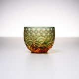 Yamada Glass - Crystal Glass Sake Cup - Sazanami / 漣 - Amber Green