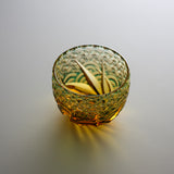 Yamada Glass - Crystal Glass Sake Cup - Sazanami / 漣 - Amber Green