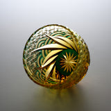 Yamada Glass - Crystal Glass Sake Cup - Sazanami / 漣 - Amber Green