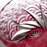 Yamada Glass - Crystal Glass Sake Cup - Sazanami / 漣 - Red