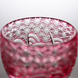 Yamada Glass - Crystal Glass Sake Cup - Sazanami / 漣 - Red