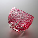 Yamada Glass - Crystal Glass Sake Cup - Sazanami / 漣 - Red