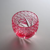 Yamada Glass - Crystal Glass Sake Cup - Sazanami / 漣 - Red