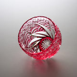 Yamada Glass - Crystal Glass Sake Cup - Sazanami / 漣 - Red