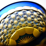Yamada Glass - Crystal Glass Sake Cup - 縁繋ぎ - Asanoha - Amber Blue