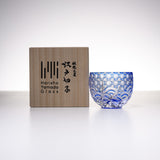 Yamada Glass - Crystal Glass Sake Cup - Sazanami / 漣 - Blue