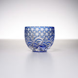 Yamada Glass - Crystal Glass Sake Cup - Sazanami / 漣 - Blue