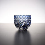 Yamada Glass - Crystal Glass Sake Cup - Sazanami / 漣 - Blue