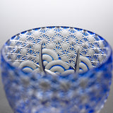 Yamada Glass - Crystal Glass Sake Cup - Sazanami / 漣 - Blue
