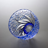 Yamada Glass - Crystal Glass Sake Cup - Sazanami / 漣 - Blue