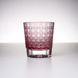 Yamada Glass - Crystal Glass Rock Glass -  縁繋ぎ - Asanoha - Red