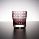 Yamada Glass - Crystal Glass Rock Glass -  縁繋ぎ - Asanoha - Red