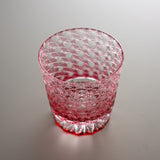 Yamada Glass - Crystal Glass Rock Glass -  縁繋ぎ - Asanoha - Red