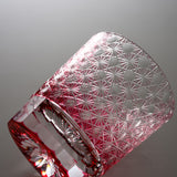 Yamada Glass - Crystal Glass Rock Glass -  縁繋ぎ - Asanoha - Red