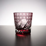 Yamada Glass - Crystal Glass Rock Glass - 漣 - Sazanami - Red