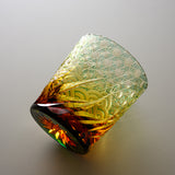 Yamada Glass - Crystal Glass Rock Glass - 漣 - Sazanami - Amber Green