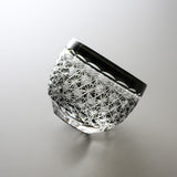 Yamada Glass - Crystal Glass Sake Cup - 縁繋ぎ - Asanoha - Black